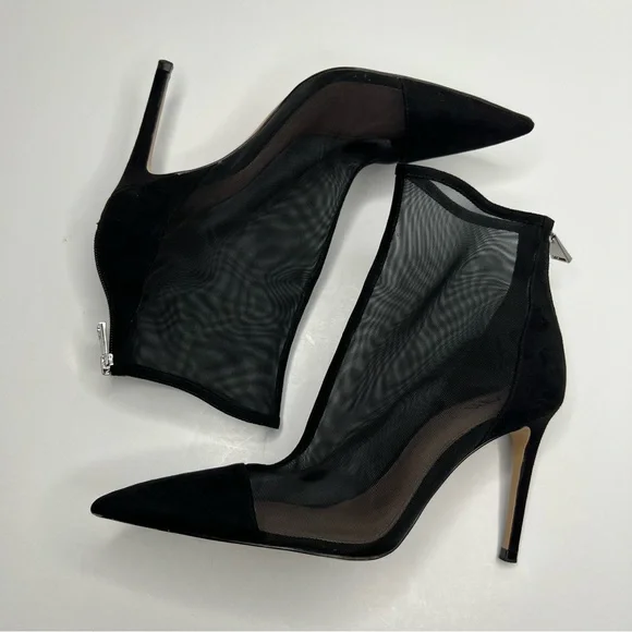 Zara Black Mesh Ankle Boots Bootie High Heels Size EU 40 - Picture 9 of 14